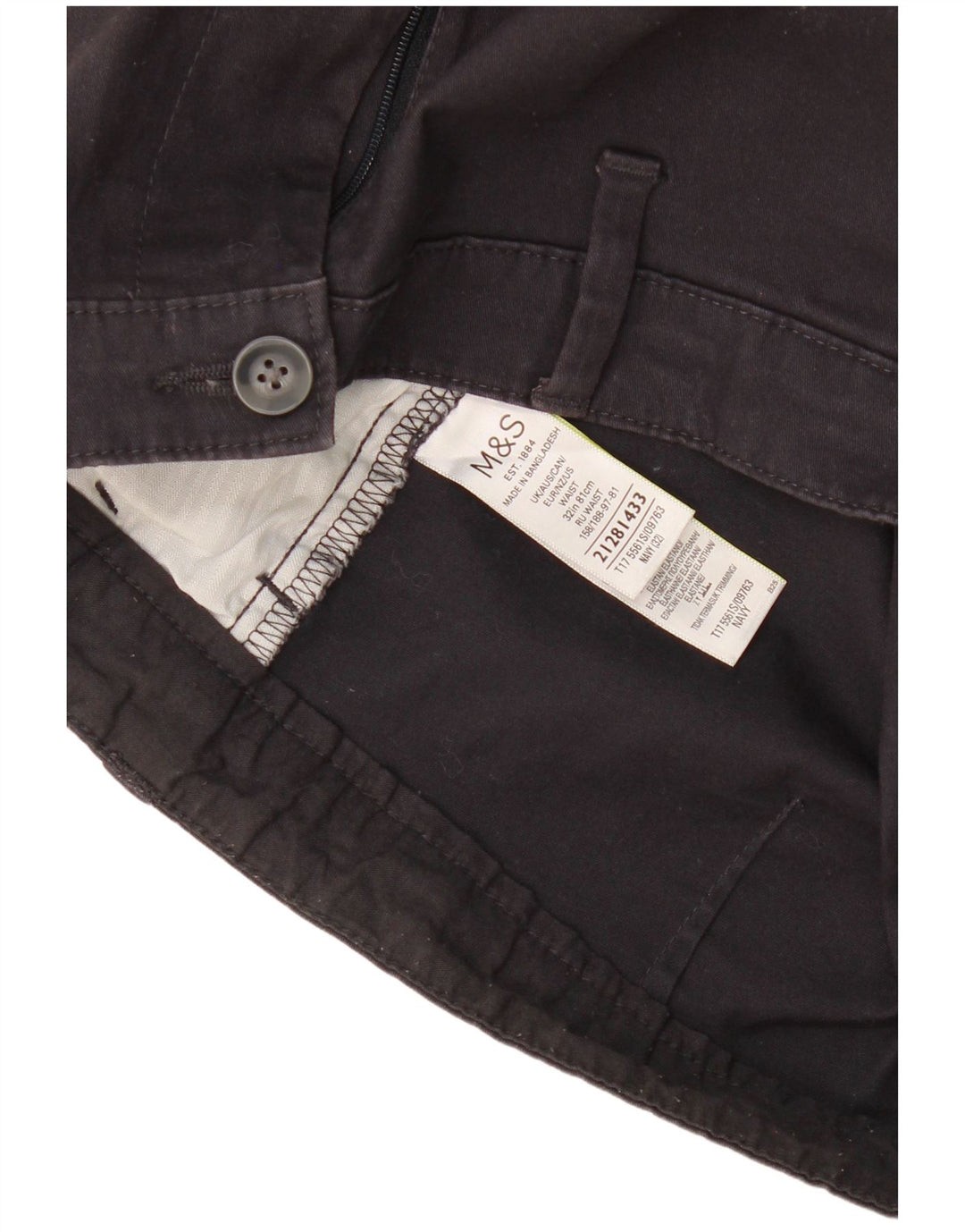 Marks & Spencer Herre Chino Shorts W32 Medium Navyblå Bomuld