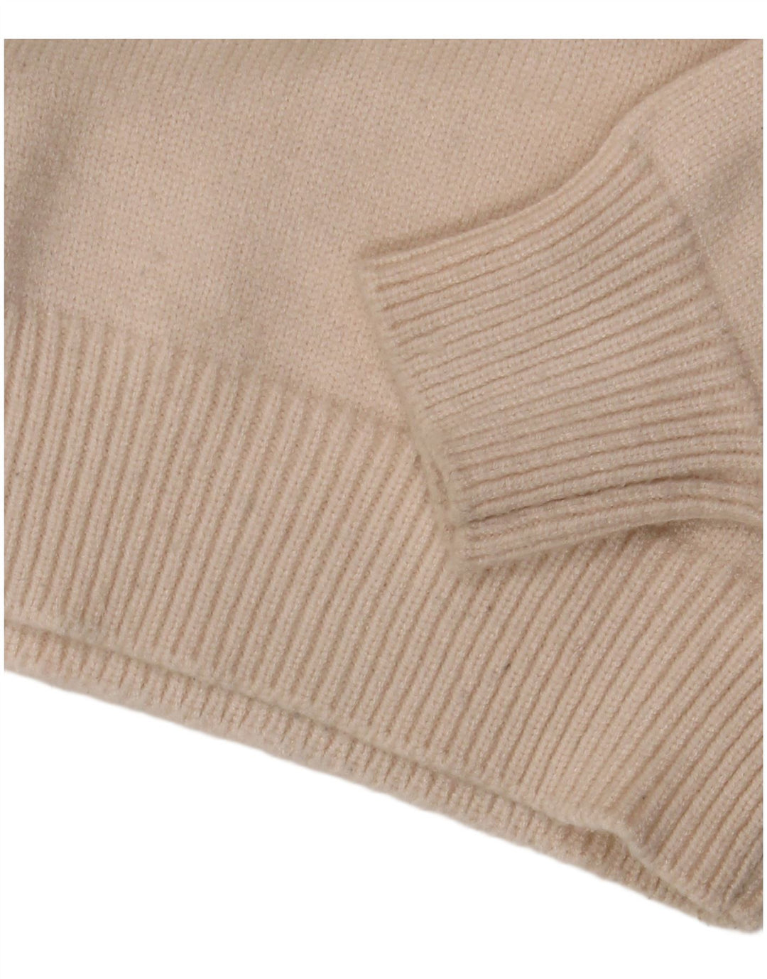 Zara Dame Crop Crew Neck Jumper Sweater UK 12 Medium Off White Viscose