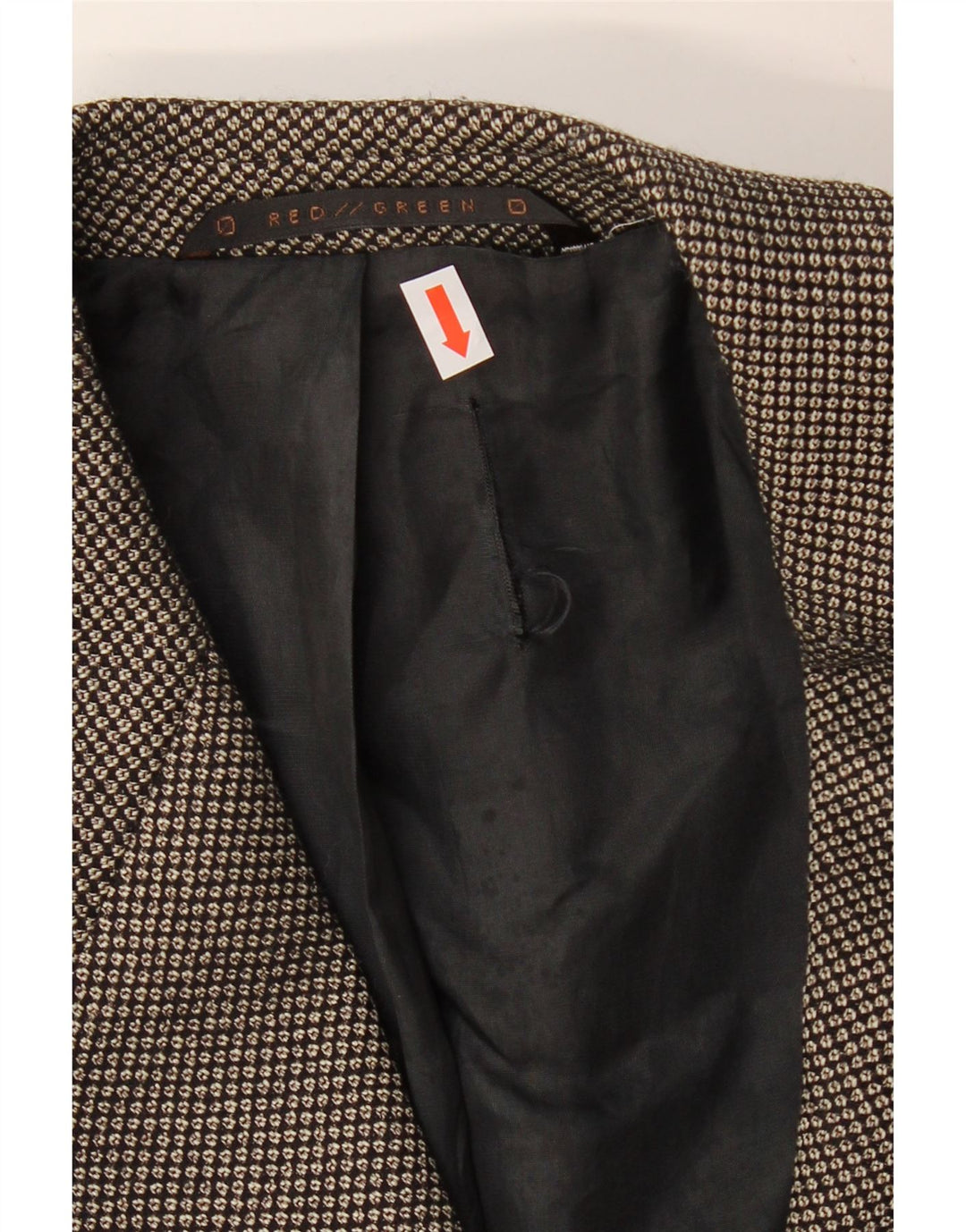 RØDGRØN Herre 3-knaps blazerjakke EU 50 Large Grey Spotted Wool