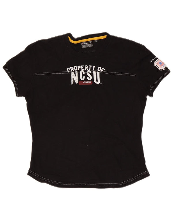 Champion Dame Grafisk T-Shirt Top UK 18 XL Sort