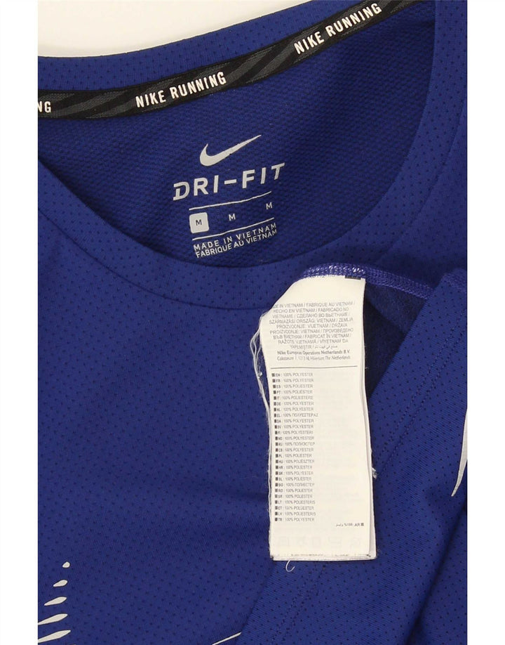 Nike Herre Dri Fit grafisk T-shirt top mellemblå polyester