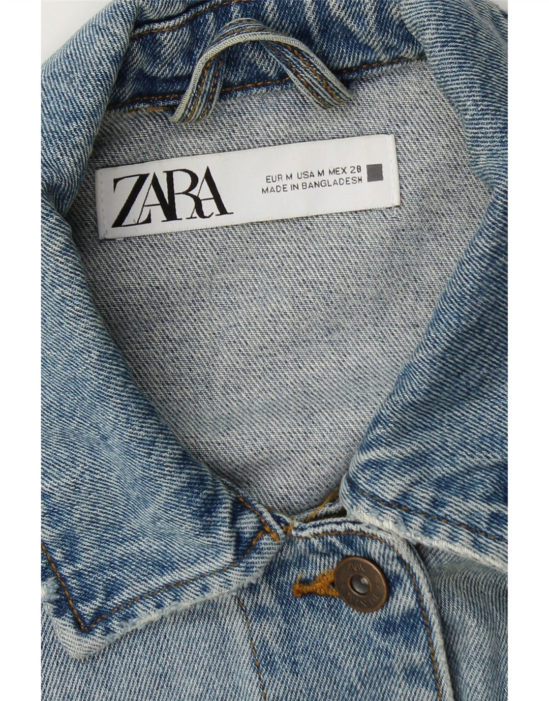 Zara Dame Distressed Denim Jacket UK 14 Medium Blue