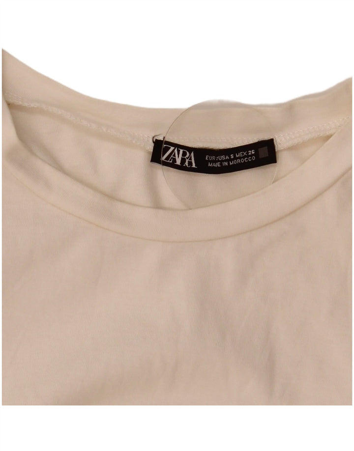 Zara Dame Bluse Top UK 10 Small White