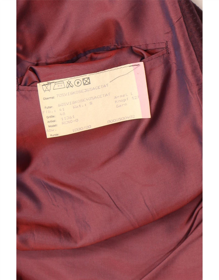 Vintage dobbeltradet blazerjakke til kvinder IT 48 XL Burgundy Viscose