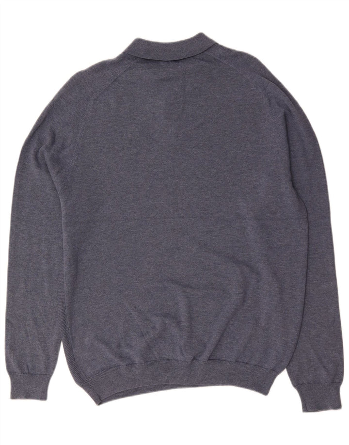 Marks & Spencer Herre Regular Fit Polo Neck Sweater Sweater Stor Blå Bomuld