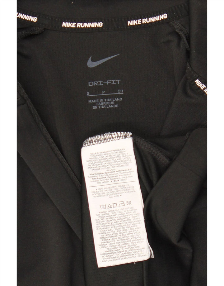 NIKE Dame Dri Fit Pullover med lynlås-hals Træningsdragt Top UK 10 Lille Sort