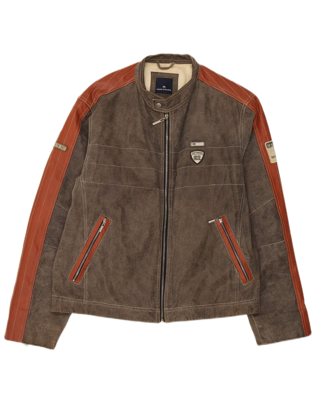 Tom Tailor Herre ruskindsjakke UK 44 2XL Brun Colourblock Læder