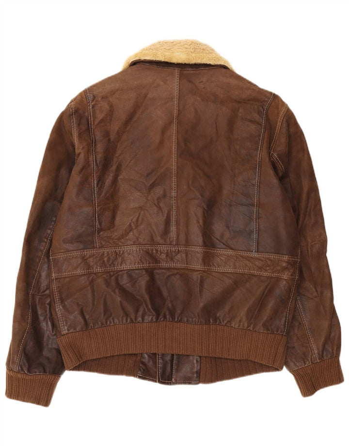 Vintage herre læderjakke IT 52 XL brunt læder