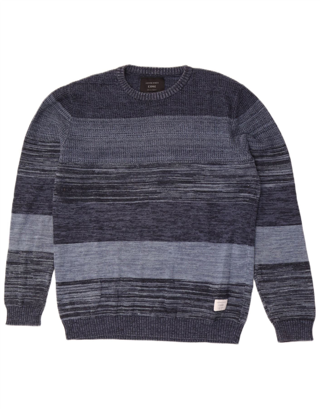 Jack & Jones Herre sweater med rund hals, mellemblå nålestribet bomuld