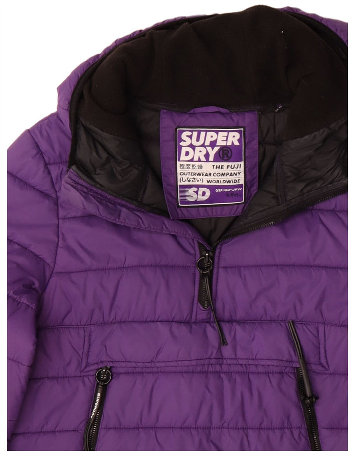 Superdry hættetrøje til kvinder polstret jakke UK 12 Medium lilla polyester