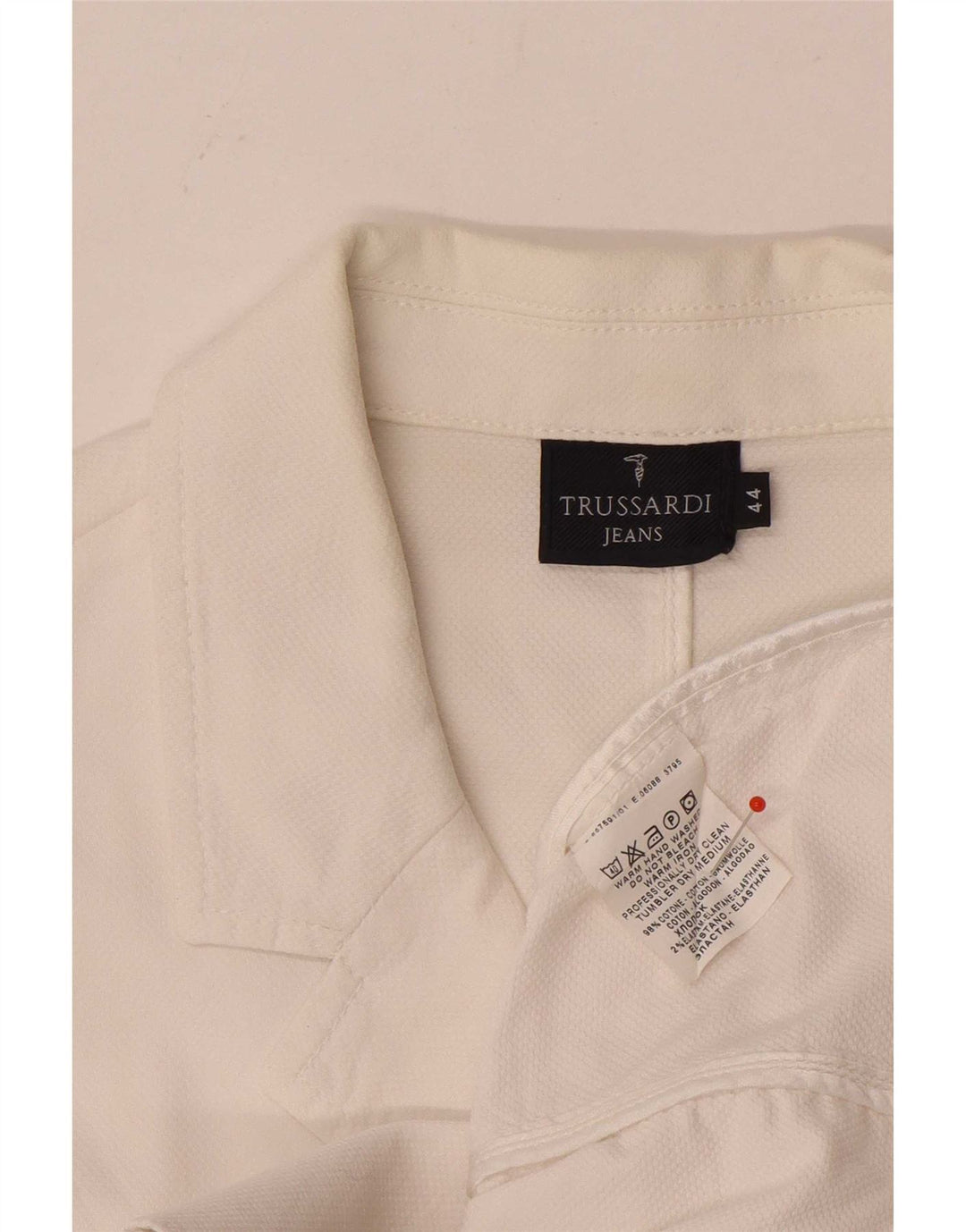 Trussardi Jeans Dame 3 Button Blazer Jacket IT 44 Medium White Bomuld