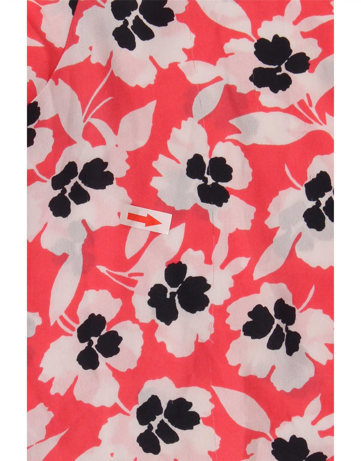 Marks & Spencer Dame Oversized skjortebluse UK 18 XL Rød blomsterpolyester