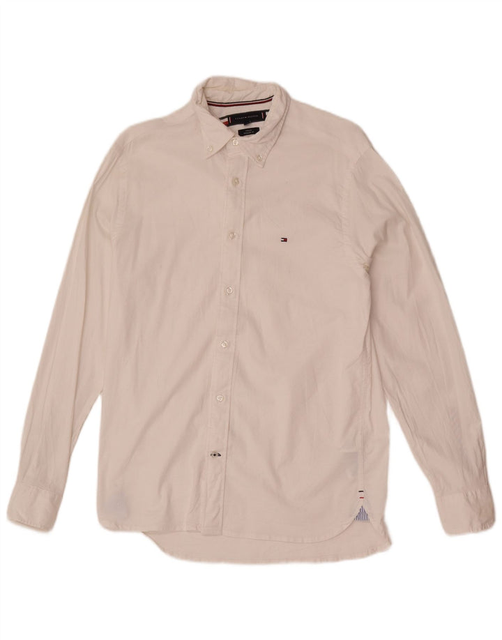Tommy Hilfiger Herre Regular Fit skjorte Lille hvid bomuld