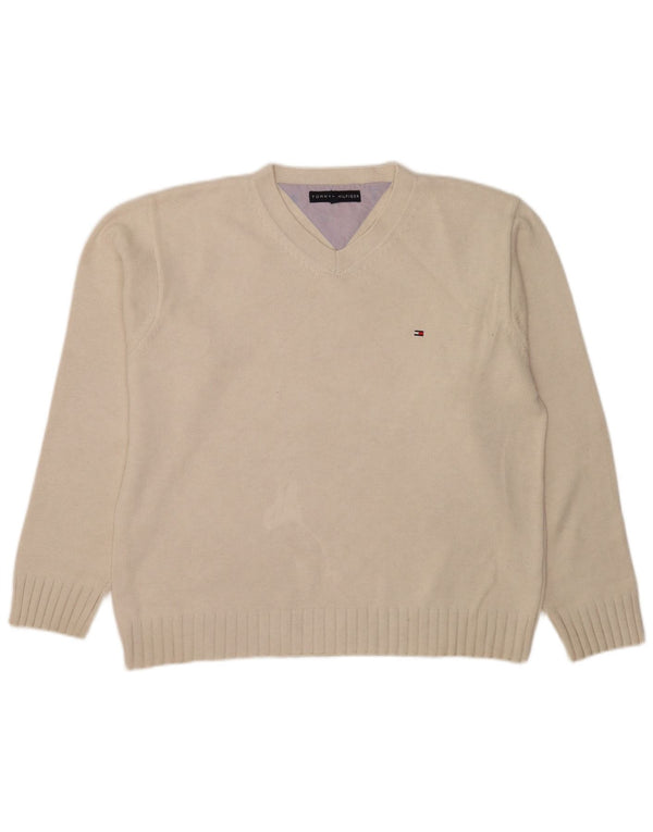 Tommy Hilfiger Herre V-hals sweater XL Beige Bomuld