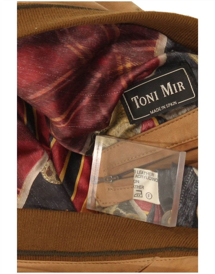 Toni Mir Herre Ruskind Bomber Jacket UK 42 XL Brun Læder