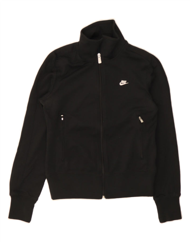NIKE Womens Crop Tracksuit Top Jacket UK 12 Medium Black Polyester Vintage Nike and Second-Hand Nike from Messina Hembry 