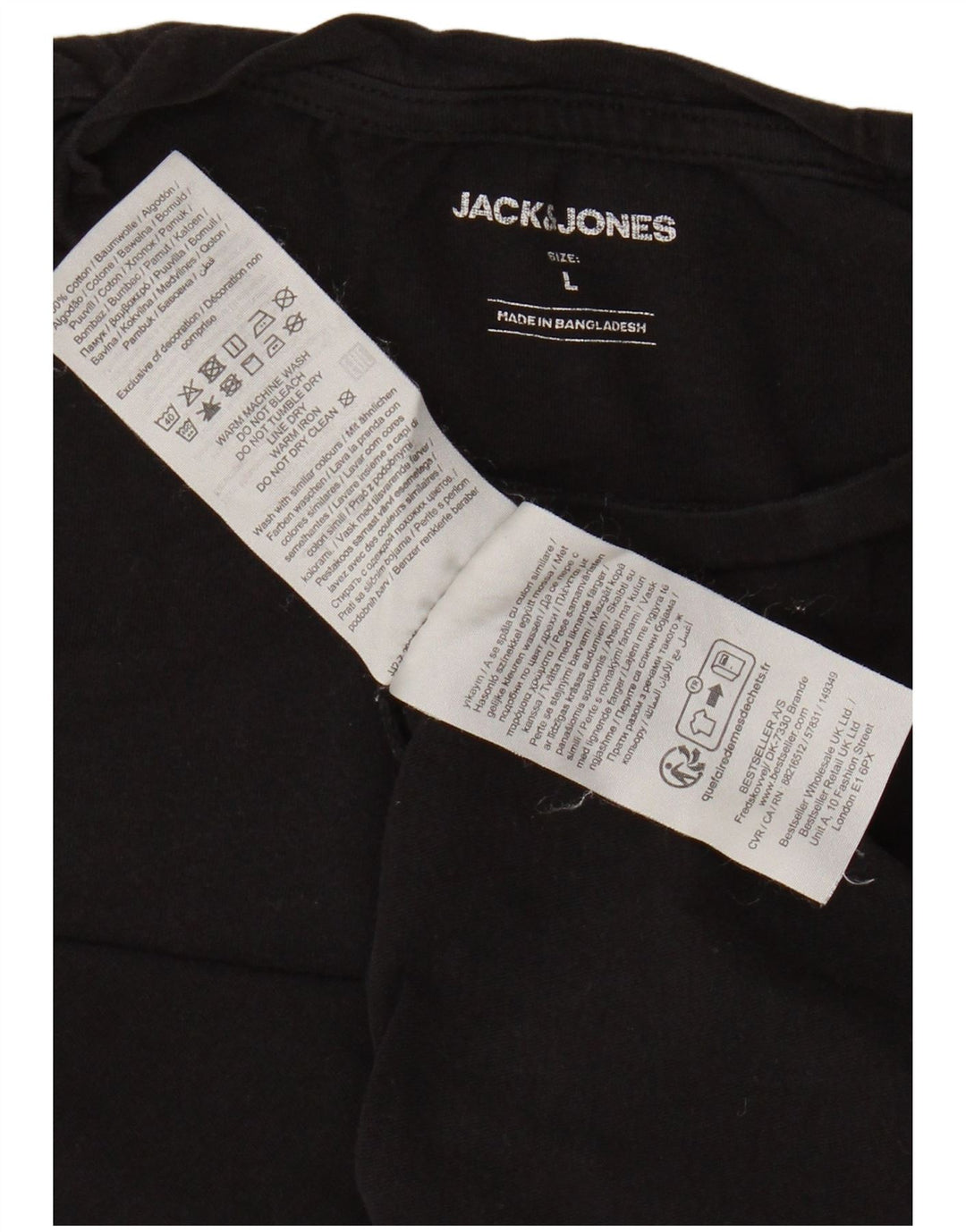 JACK & JONES Herre T-Shirt Top Stor Sort Bomuld