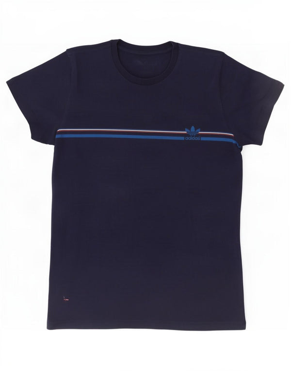 Adidas Herre T-Shirt Top Stor Marineblå Stribet