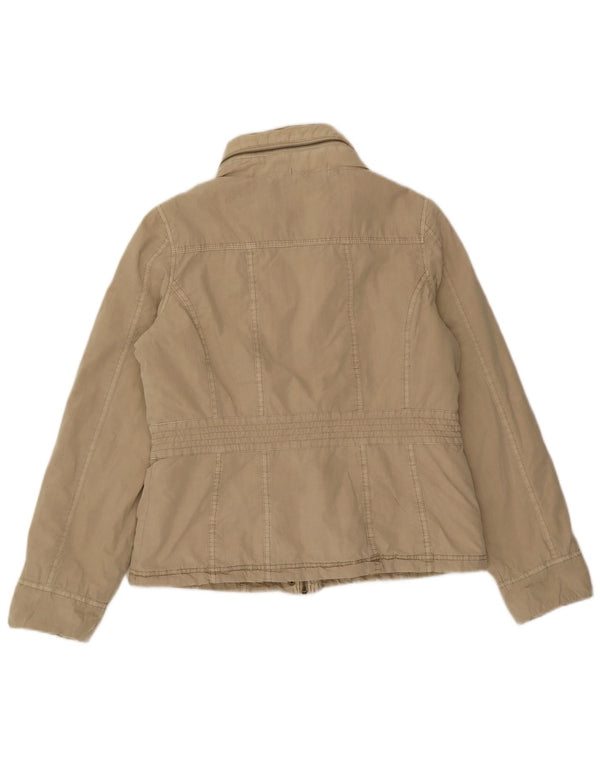Marks & Spencer Dame Hooded Utility Jacket UK 12 Medium Beige Bomuld