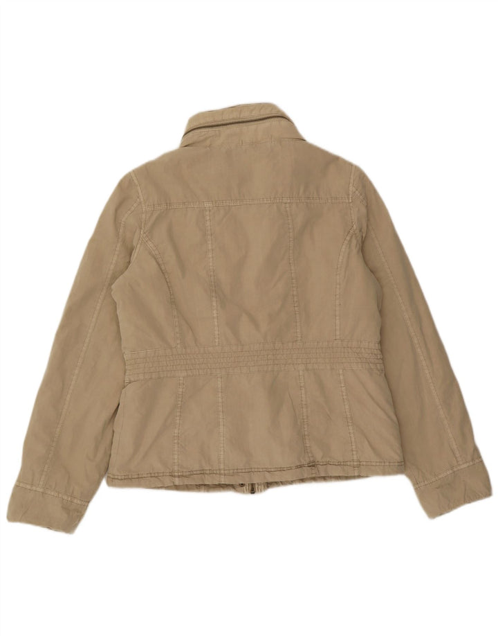 Marks & Spencer Dame Hooded Utility Jacket UK 12 Medium Beige Bomuld