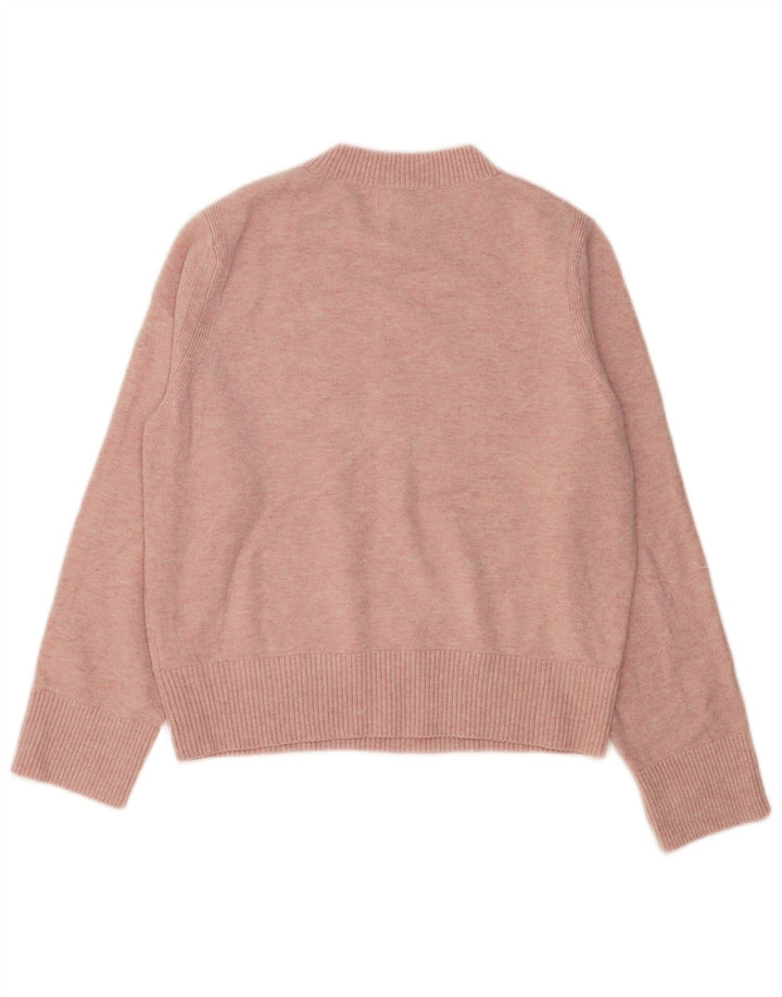Marks & Spencer Dame grafisk rund hals sweater UK 14 Medium Pink
