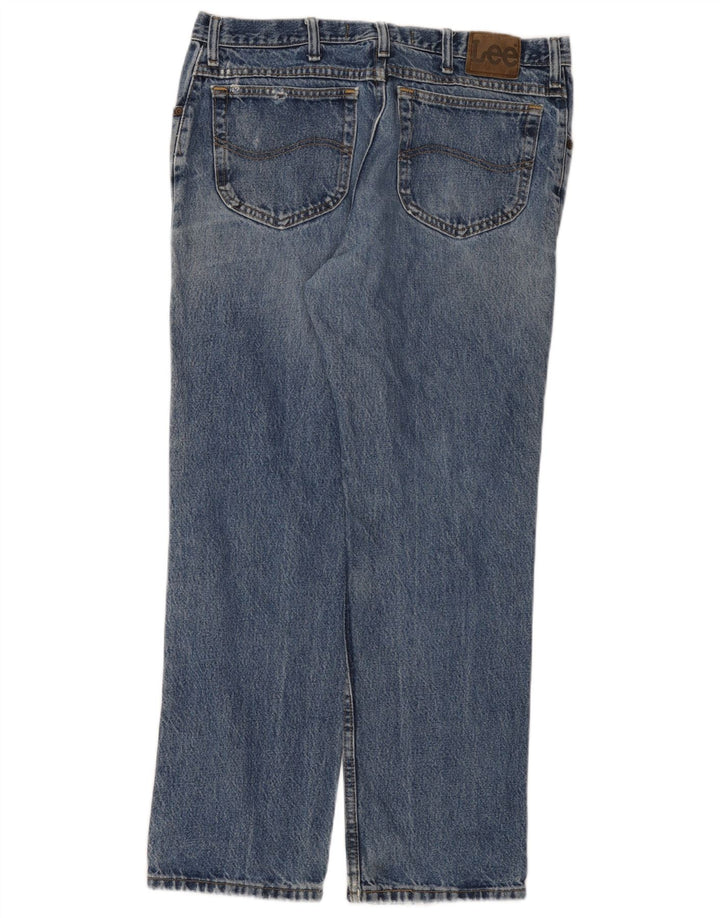 LEE Distressed Straight Jeans til mænd W36 L30 blå bomuld