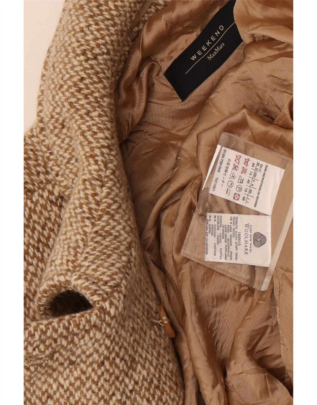 Max Mara Dame Weekend Pea Coat UK 16 Large Beige Sildebensuld