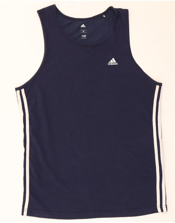 Adidas Womens Climalite Vest Top UK 14 Medium Navy Blue Cotton