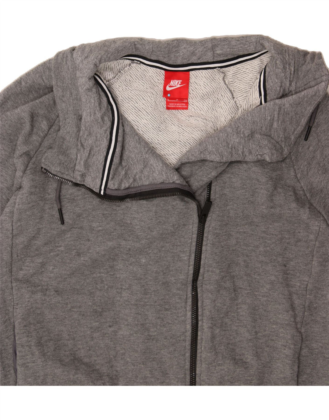 NIKE Womens Oversized Zip Hoodie Sweater UK 10 Small Grey Cotton Vintage Nike and Second-Hand Nike from Messina Hembry 