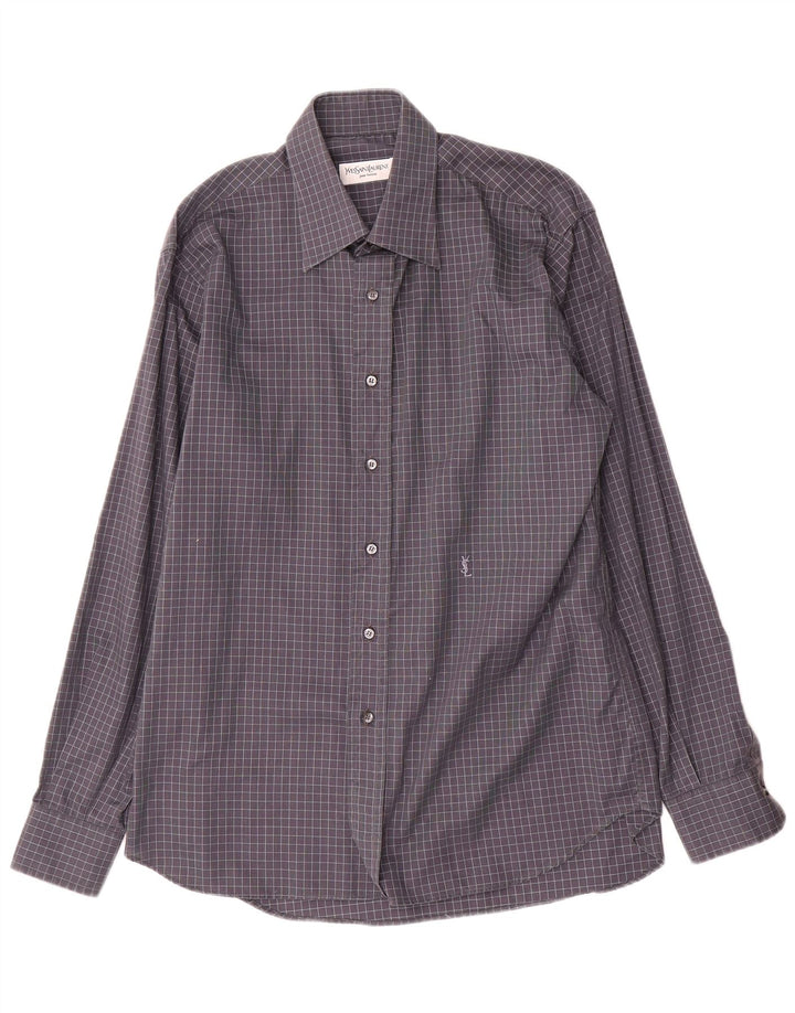 Yves Saint Laurent Herreskjorte str. 40 15 3/4 Medium Grå Gingham
