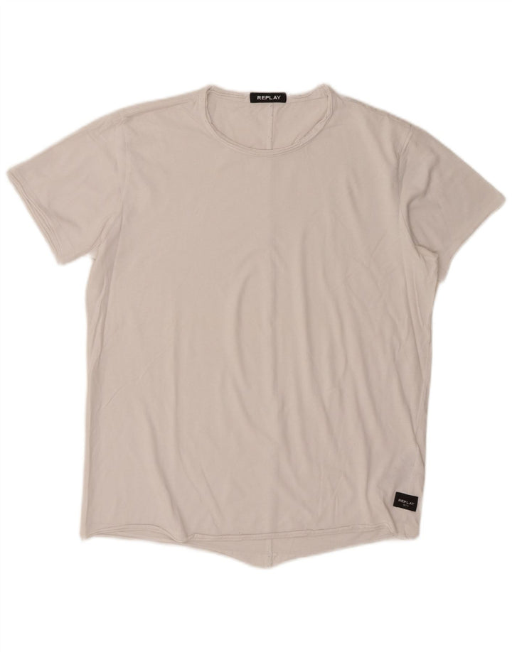 Replay Herre T-Shirt Top Medium Hvid Bomuld