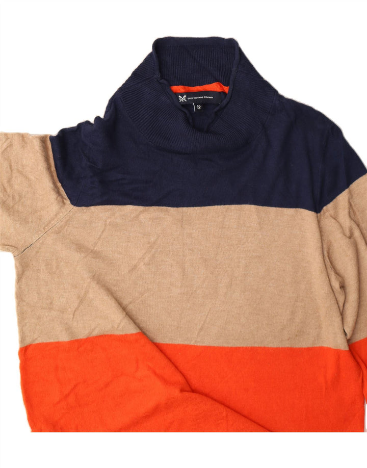 J. CREW Womens Turtle Neck Jumper Sweater UK 12 Medium Beige Colourblock Vintage J. Crew and Second-Hand J. Crew from Messina Hembry 