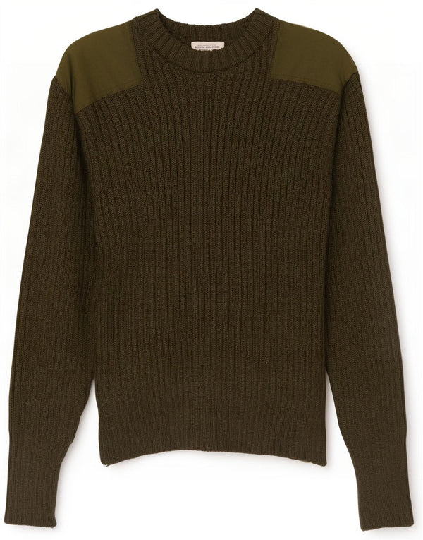 Vintage herre militær sweater med rund hals XS Khaki Colourblock