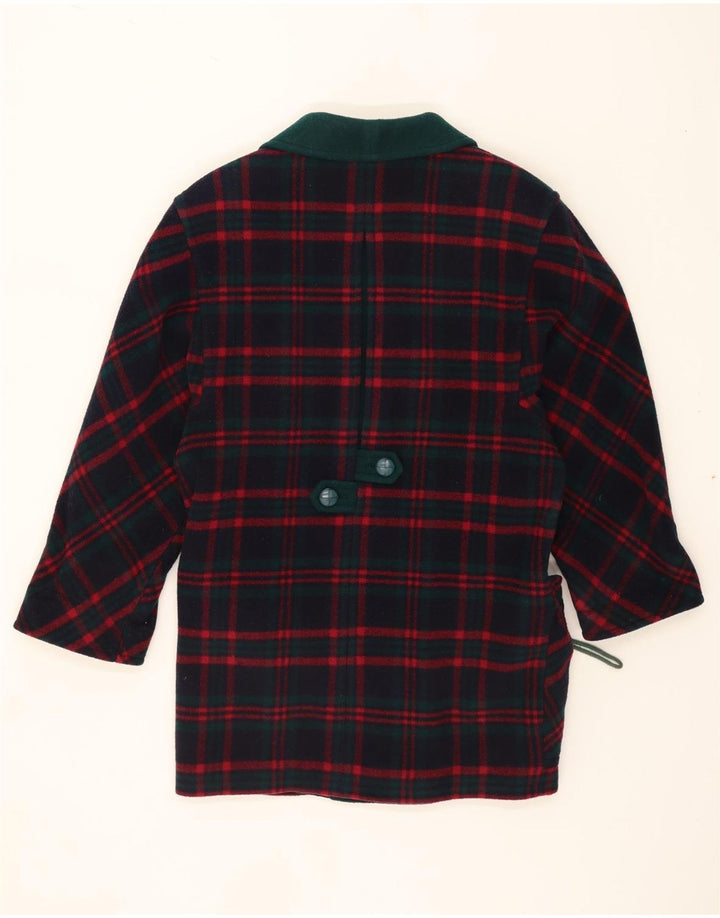 ADLER Womens Double Breasted Coat UK 14 Large Navy Blue Check Wool Vintage Adler and Second-Hand Adler from Messina Hembry 