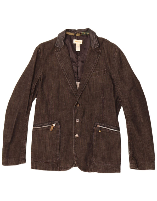 Diesel Herre 3-knaps Denim Blazer Jacket UK 38 Medium Sort Flecked Bomuld