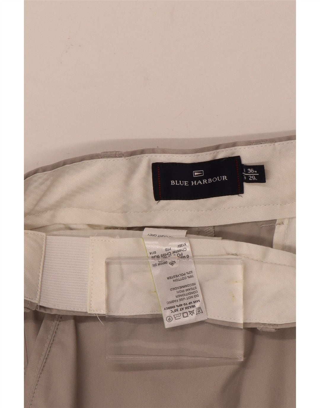 Blue Harbor Straight Chino-bukser til mænd W36 L29 Grå bomuld