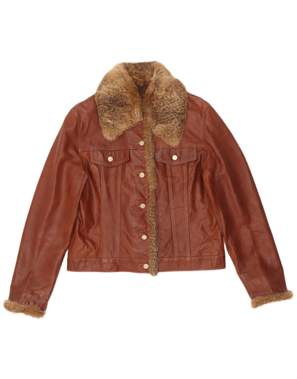 Vintage Womens Leather Jacket UK 18 XL Brown