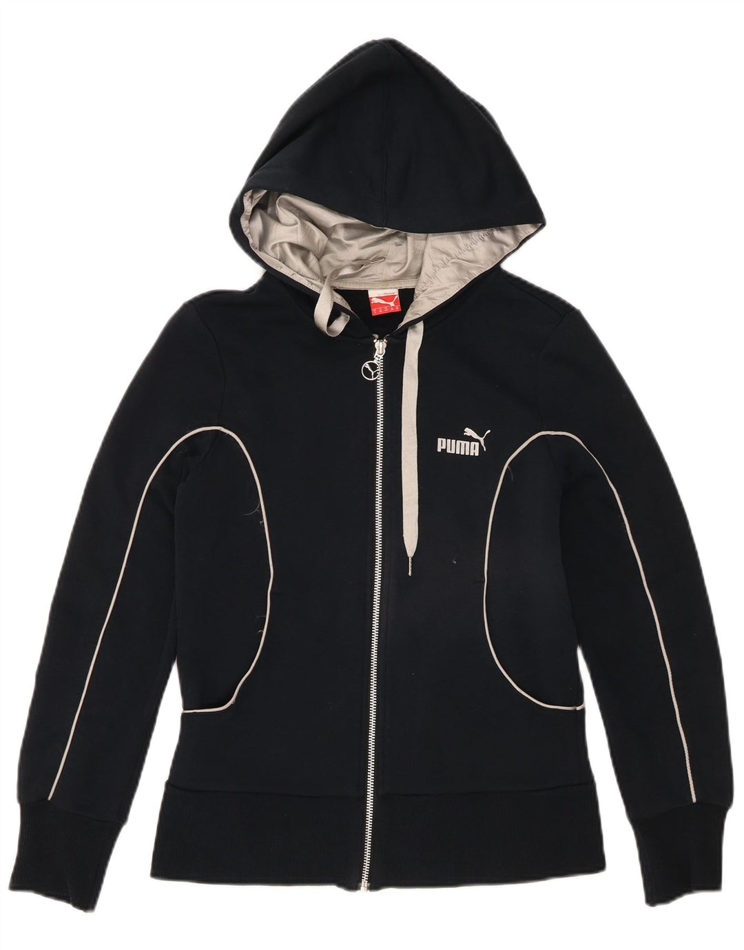 Puma hættetrøje med lynlås til kvinder UK 10 Small Navy Blue