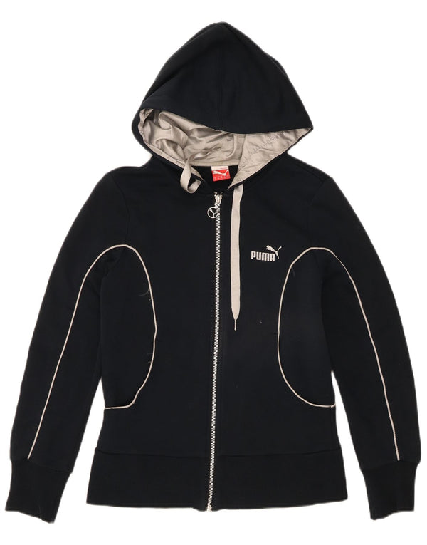 Puma hættetrøje med lynlås til kvinder UK 10 Small Navy Blue