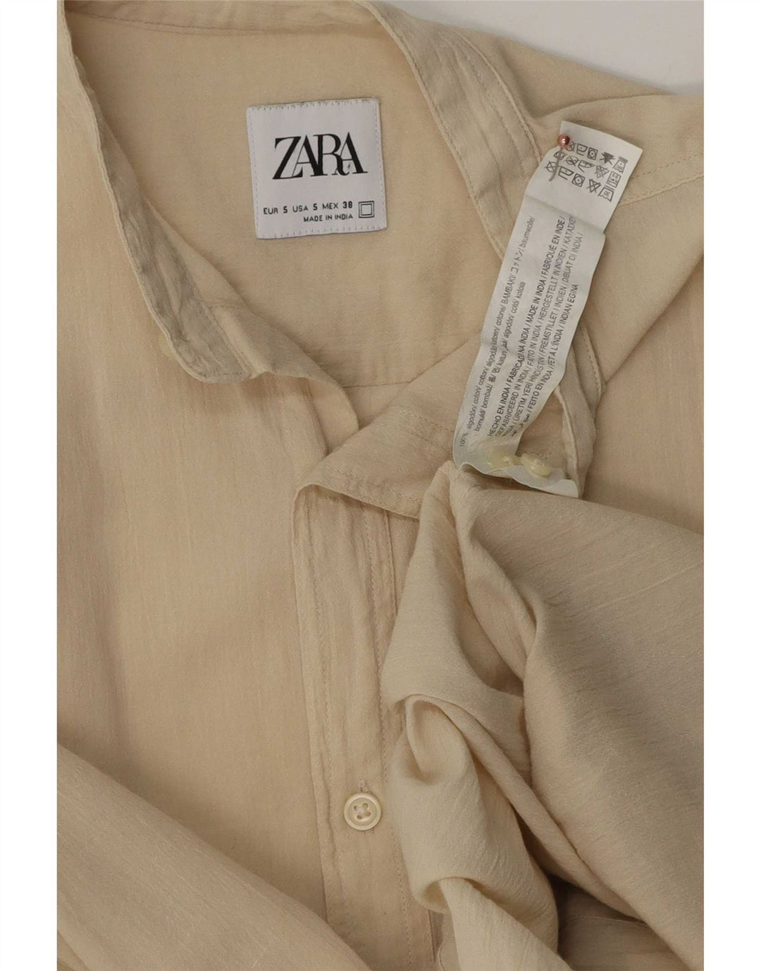 Zara Herreskjorte Small Beige Cotton