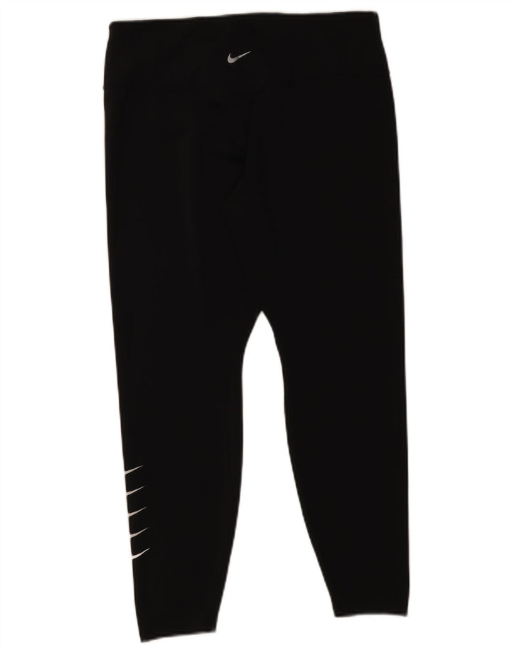 Nike Dame Dri Fit Graphic Crop Leggings UK 14 Large Black Polyester