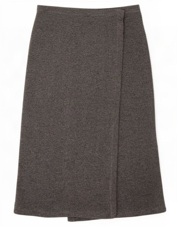 Armani Womens Knit Wrap Skirt IT 42 Medium W30 Grey Cotton