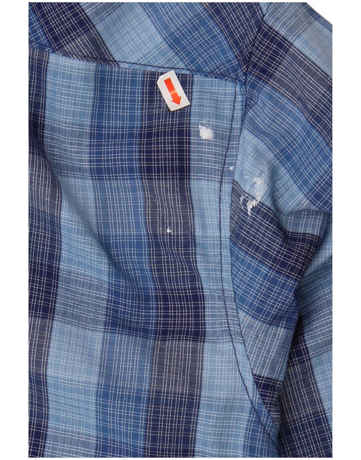 JAMES PRINGLE Mens Short Sleeve Shirt XL Blue Check Polyester