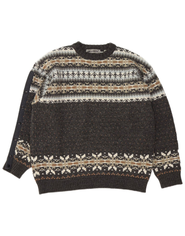 Lerros Herre Crew Neck Jumper Sweater Large Grey Fair Isle