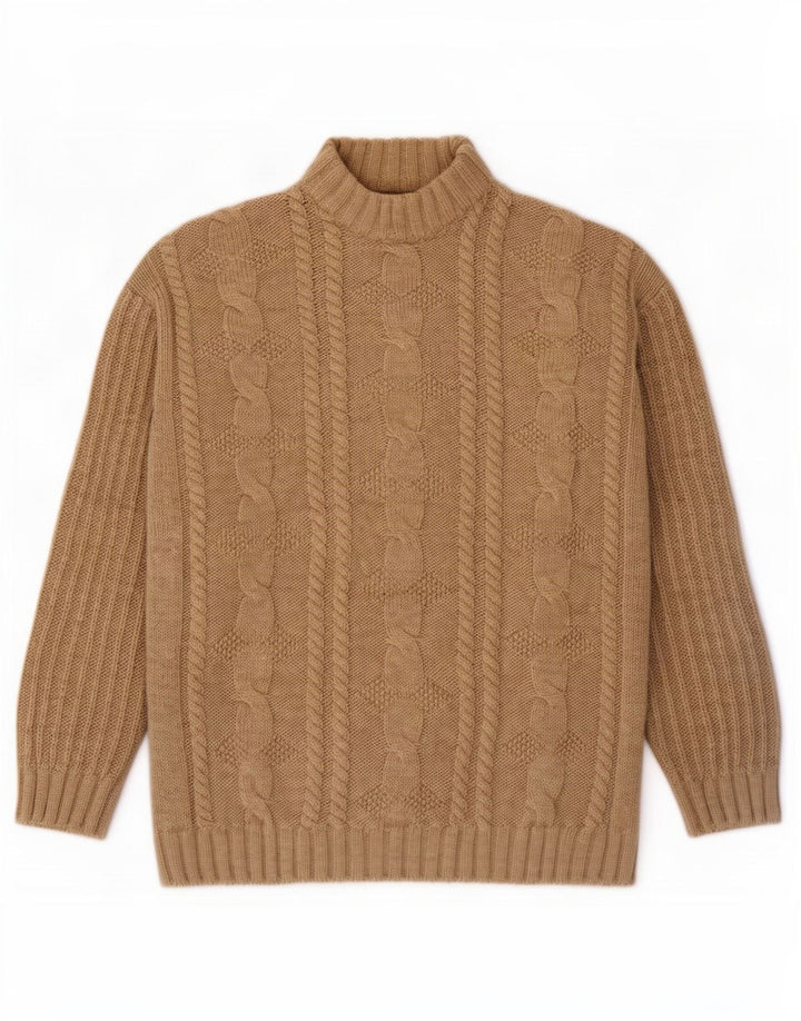 Ciao Herre Turtle Neck Jumper Sweater Stor Brun Akryl