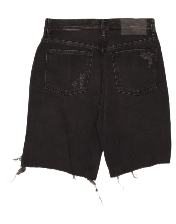 Zara Herre Distressed Denim Shorts EU 38 Small W30 Black