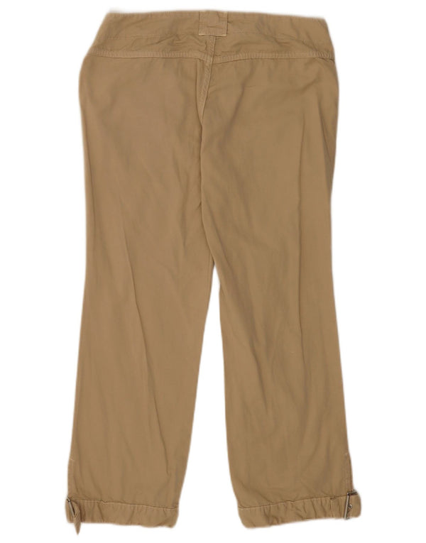 Benetton Dame Lavtalje Cropped Trousers IT 40 Small W30 L24 Beige Bomuld