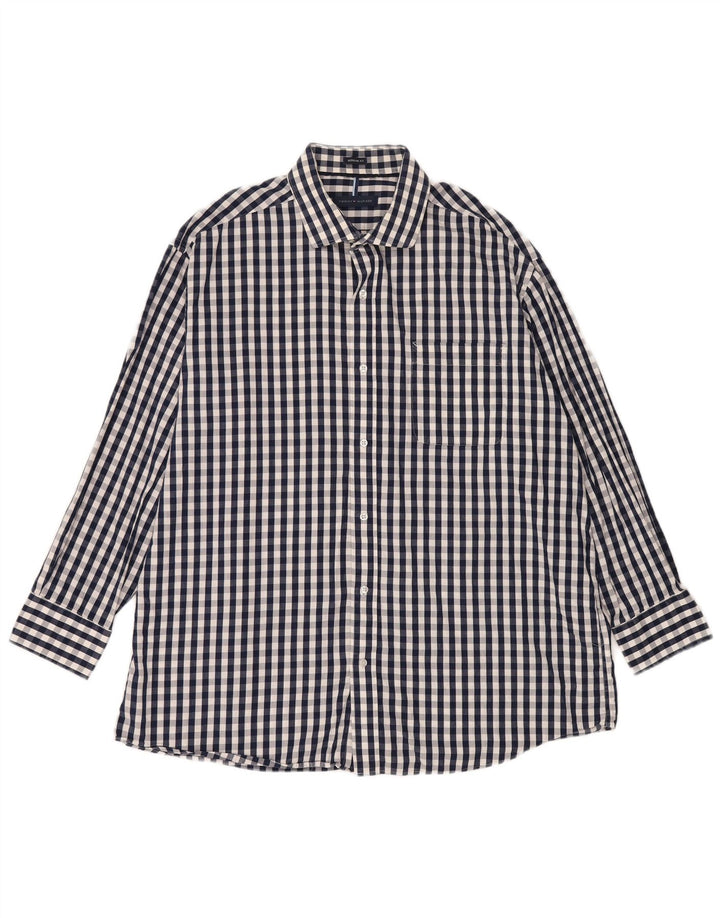 Tommy Hilfiger Herre Regular Fit Skjorte Størrelse 17 1/2 XL Navy Blue Gingham
