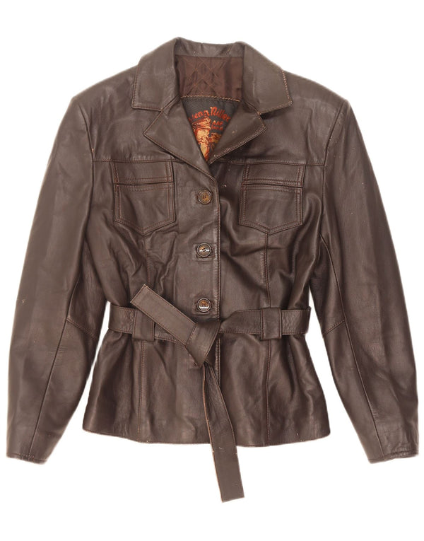 Vintage læderjakke til kvinder UK 10 Small Brown