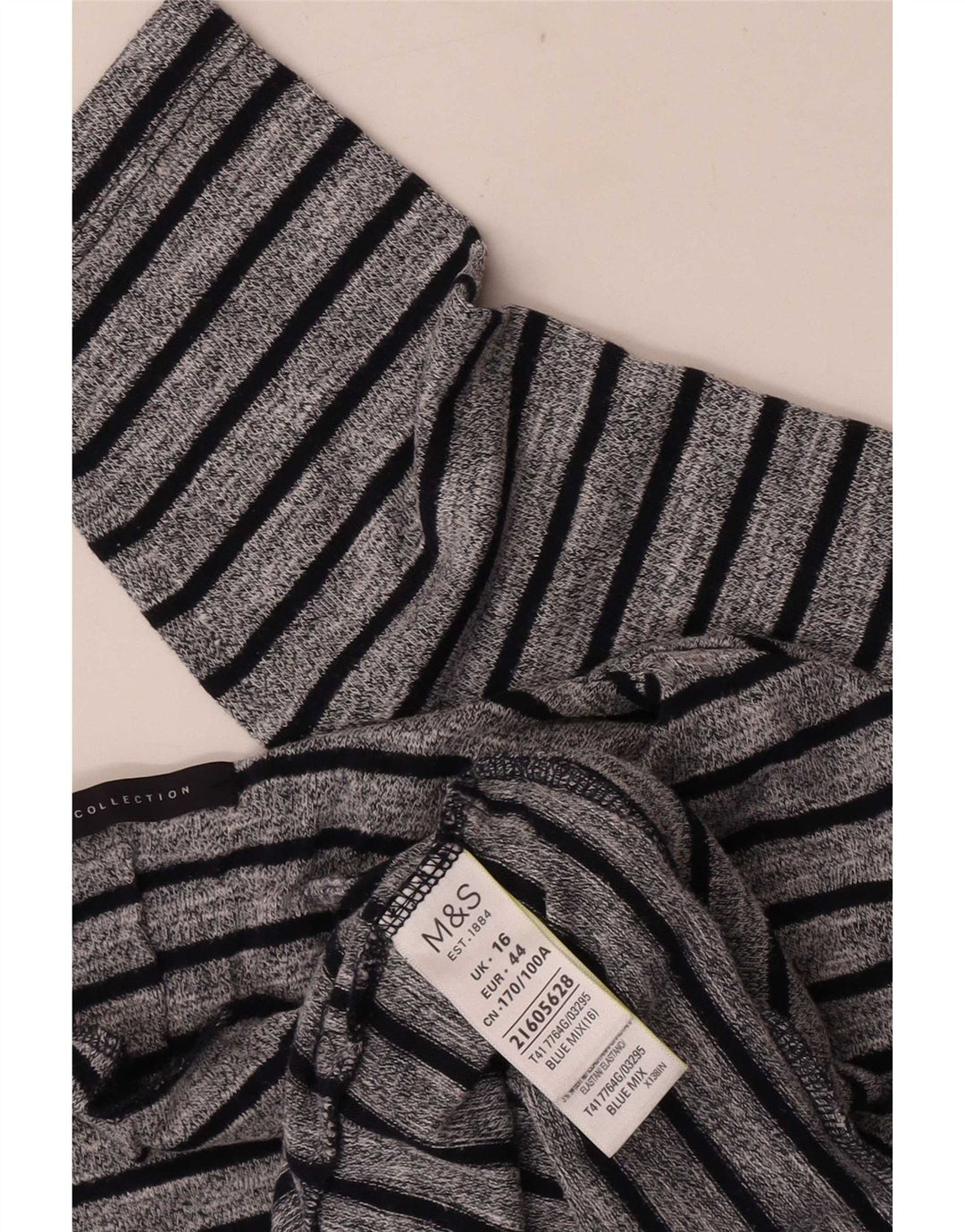 Marks & Spencer Dametop Langærmet UK 16 Stor gråstribet polyester